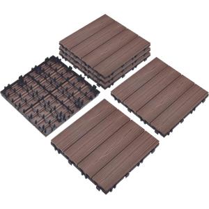 Design House Square Deck Tiles, Interlocking Wood Composite Decking, 1000lb Weight Capacity, Waterproof and UV Protected, Russet Canyon Brown, Covers 6 Square Feet, 12-Inch by 12-Inch, 6-Pack(Brown)
