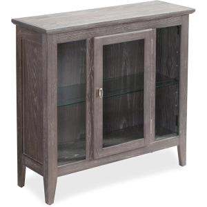 Leick Home 10000-GR Entryway One Door Curio Cabinet with Interior Light, Distressed Gray Wash(Distressed Gray Wash)