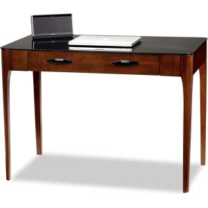 Leick Home 11132-GR Obsidian Black Glass Top Hall Console with Shelf, Gray(Obsidian Black)