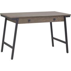 Leick Home 11400-GR Empiria Mixed Metal and Wood Computer Desk, Gray/Matte Black(Grey)