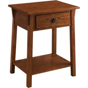 Leick Home 24022 Beckett Nightstand Side Table One Drawer Rustic USB-C Fast Charging Station, A/C and USB Charging Port Integrated Durable Solid Wood Living Room, Bedroom, Office, Anthracite/Pewter(Russet / Blackened)
