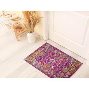 Leick Home 594176 Laraline Vintage Turkish Medallion Collage Faded Fuchsia Living Room Bedroom Area Rug 1’9″ x 2’9″(Pink)