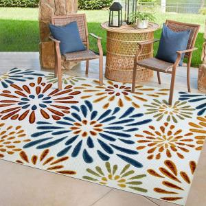 Leick Home 595421 Beam Flower Indoor Outdoor Area Rug Rectangle 6’7″x9’6″