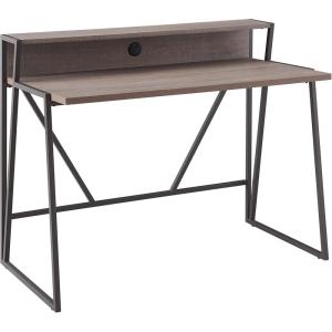 Leick Home 70010-WWNK Fletcher 44″ L x 23.75″ W/D Ready-to-Assemble Contemporary Single-Shelf Cable Management Writing Desk for Home Office, Craft Room, Gaming, Weathered Wood and Nickel Finish(Roughsawn Oak/ Gunmetal)
