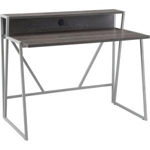 Leick Home 70010-WWNK Fletcher 44″ L x 23.75″ W/D Ready-to-Assemble Contemporary Single-Shelf Cable Management Writing Desk for Home Office, Craft Room, Gaming, Weathered Wood and Nickel Finish(Grey)