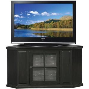 Leick Home 83285 One Door Corner TV Stand with Enclosed Storage For 50″ TV’s, Black Rub