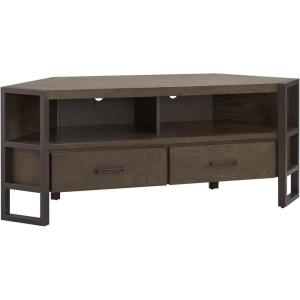 Leick Home 84389 Ender Mixed Metal and Wood Corner TV Stand for 60″ TV’s, Smoke and Gunmetal Gray