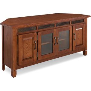 Leick Home 89386 Rustic Oak Corner TV Console with Slate Tiles and Enclosed Storage for 60″ TV’s, Distressed Rustic Autumn(Distressed Rustic Autumn)