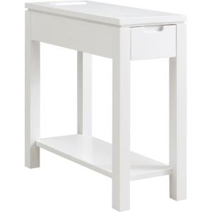 Leick Home 9077-GR Annette Oak Drawer Nightstand Side Table with Top AC/USB Outlet and Shelf, Smoke Gray(White)