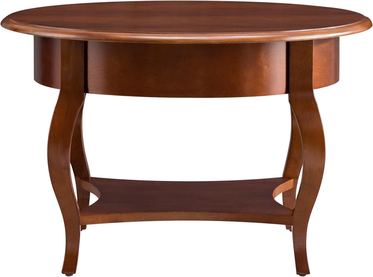 imageLeick Home 10034BR One Drawer Round Coffee Table with Shelf Brown Cherry