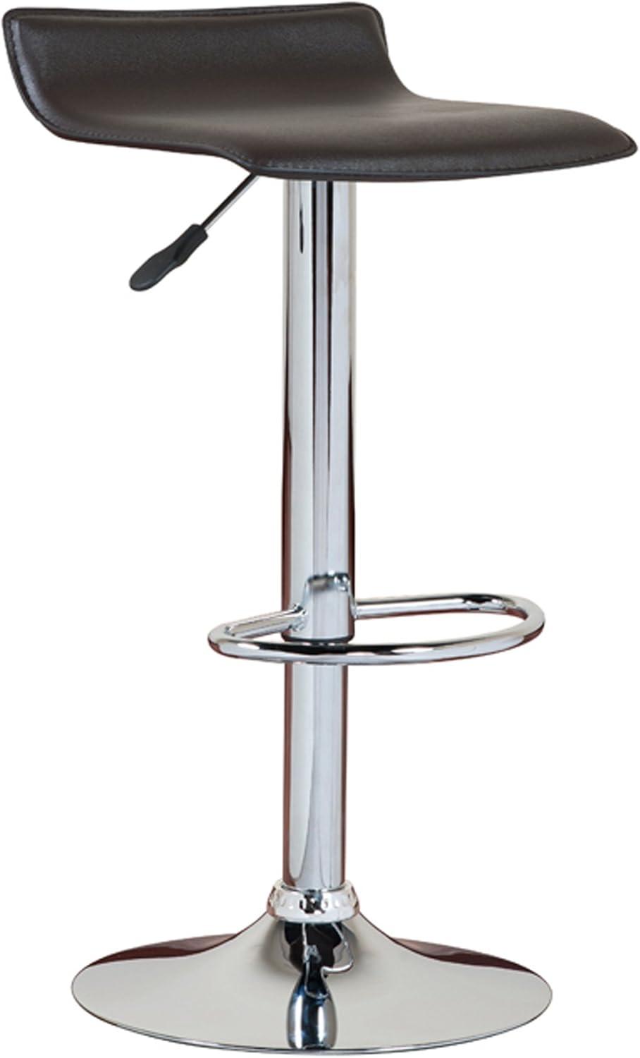 imageLeick Home 10042BL Black Adjustable Swivel Stool with Chrome Base Set of 2 Black