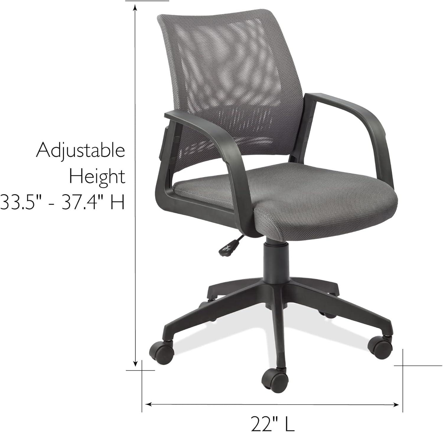 imageLeick Home 10066GR Adjustable Height Mesh Back Office Desk Chair Gray
