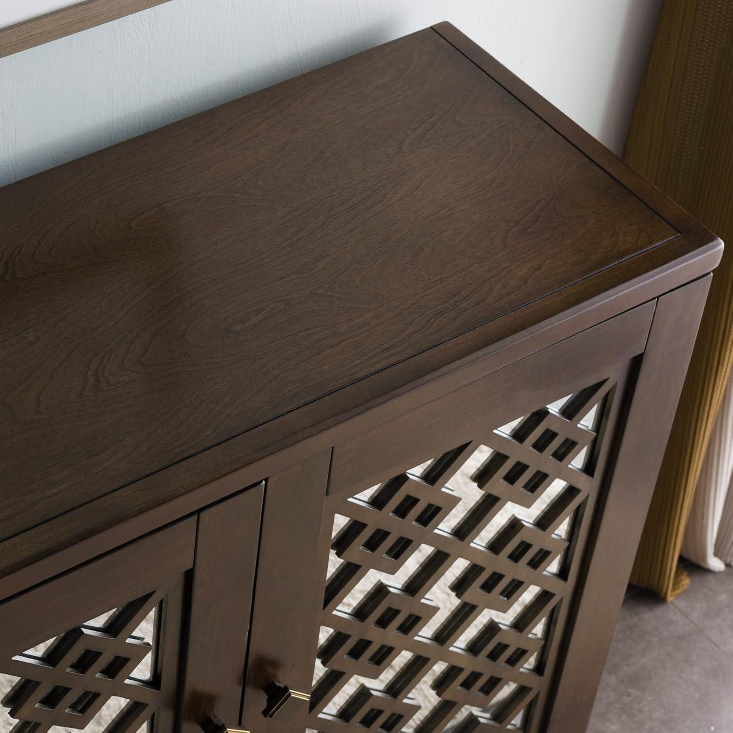imageLeick Home 10083WA Mirrored Diamond Filigree HallstandEntryway Table with Adjustable Shelf WalnutWalnut