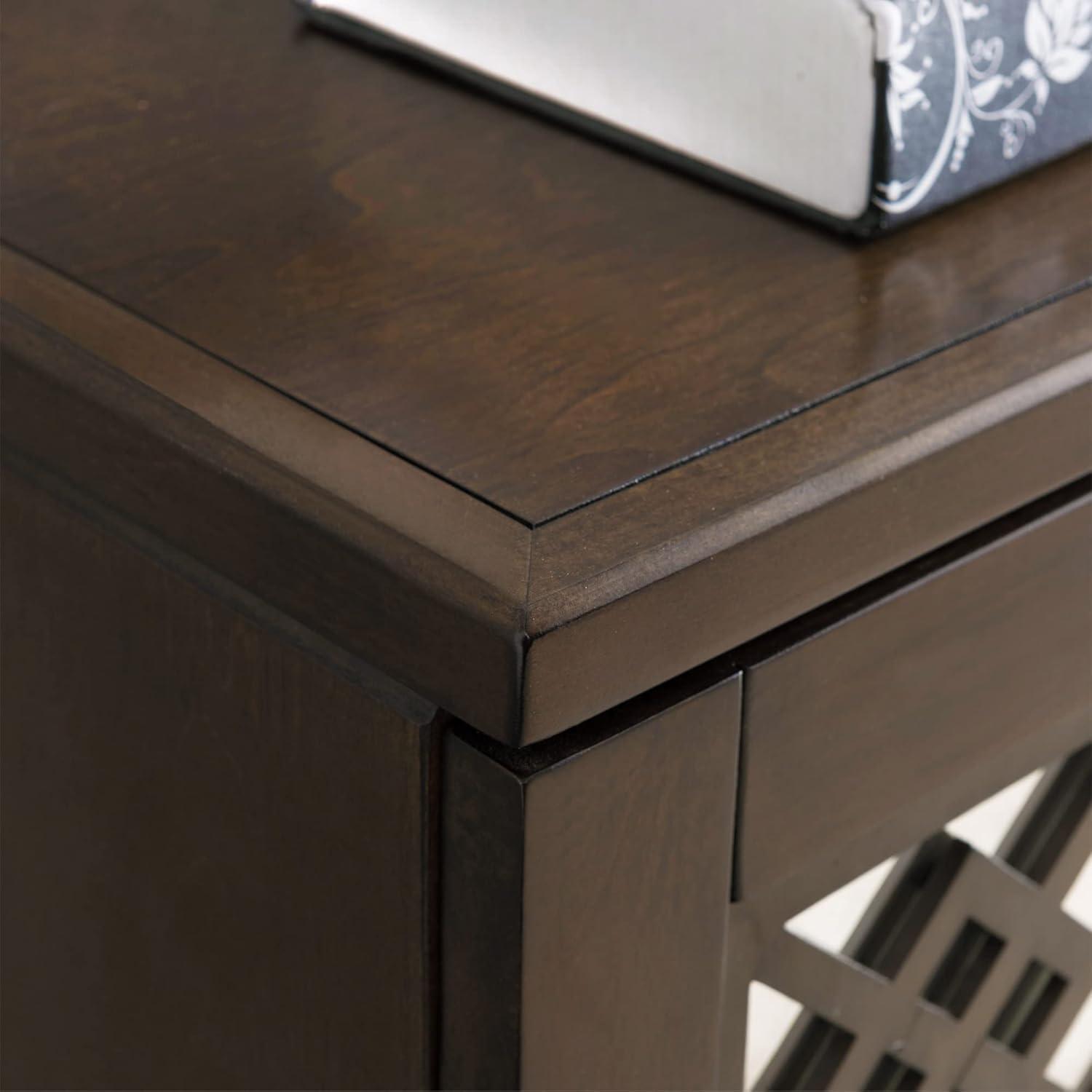 imageLeick Home 10083WA Mirrored Diamond Filigree HallstandEntryway Table with Adjustable Shelf WalnutWalnut
