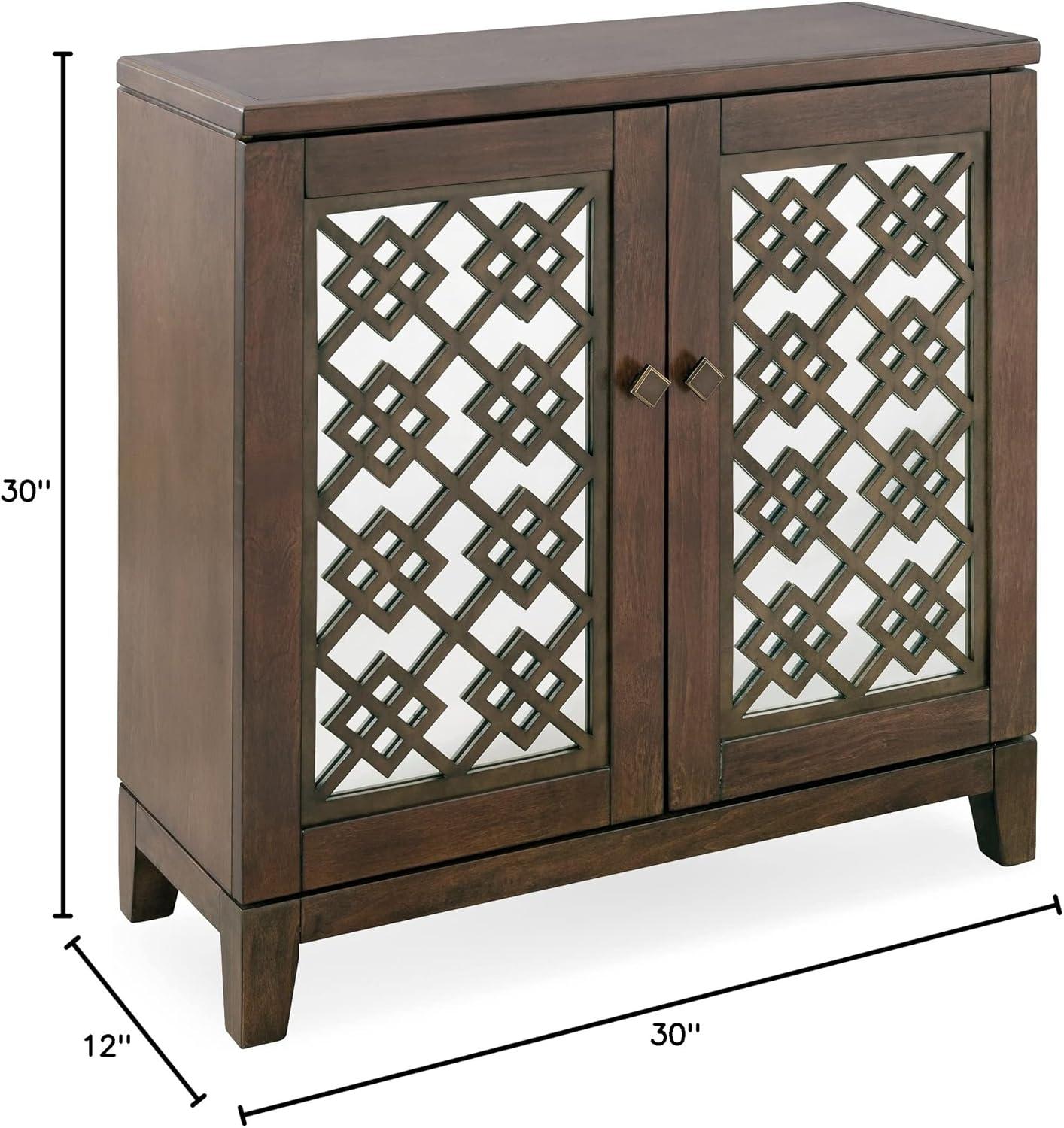 imageLeick Home 10083WA Mirrored Diamond Filigree HallstandEntryway Table with Adjustable Shelf WalnutWalnut