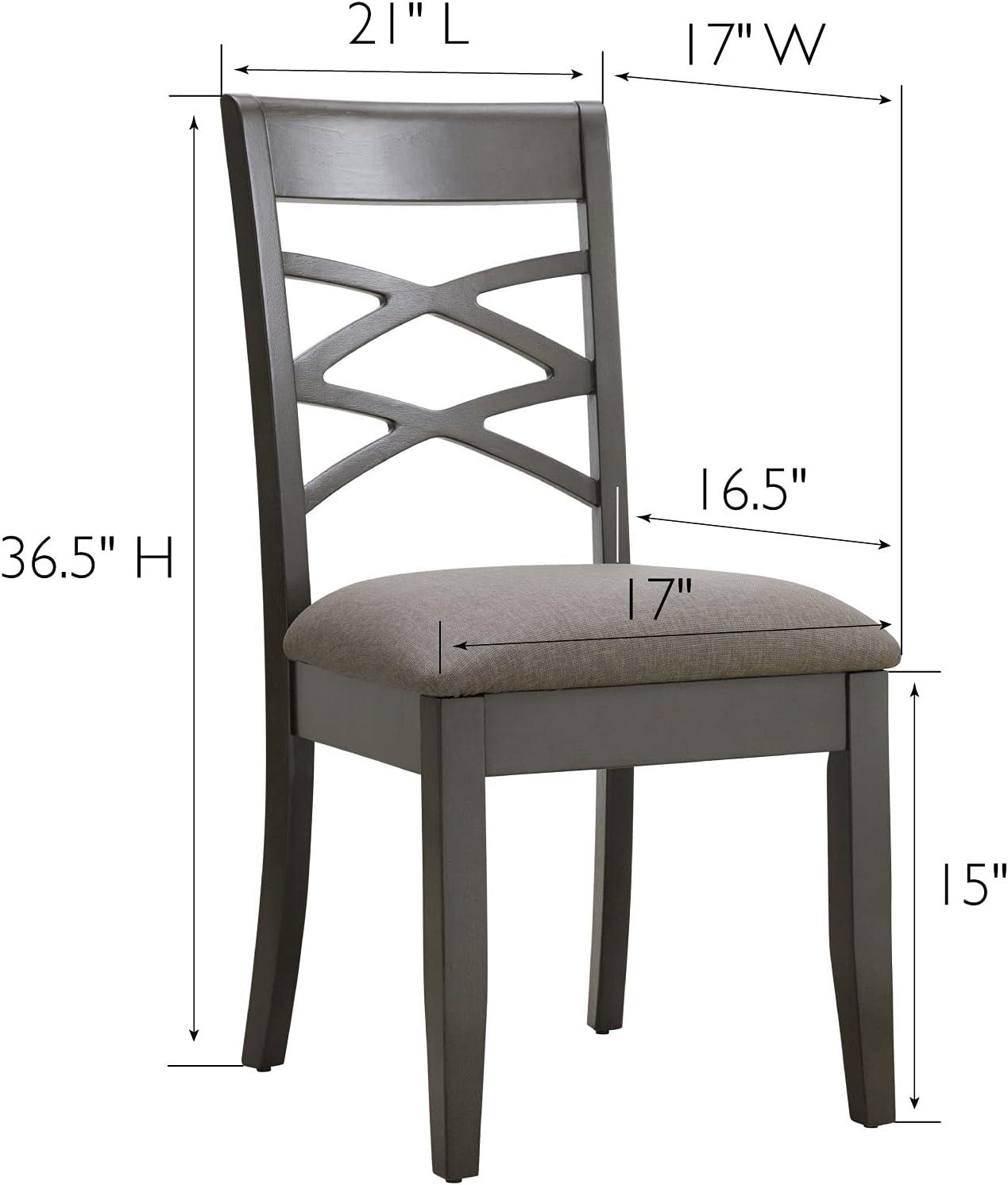 imageLeick Home 10184GSMH Wood Double Cross Back Dining Chair Set of 2 Graystone with Moss Heather Seat