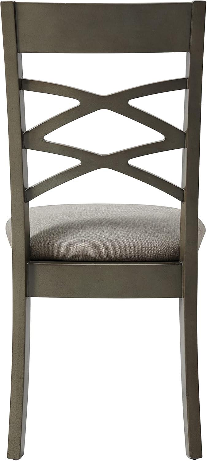 imageLeick Home 10184GSMH Wood Double Cross Back Dining Chair Set of 2 Graystone with Moss Heather Seat