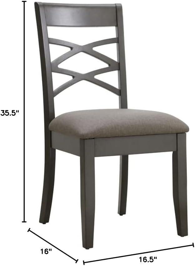 imageLeick Home 10184GSMH Wood Double Cross Back Dining Chair Set of 2 Graystone with Moss Heather Seat