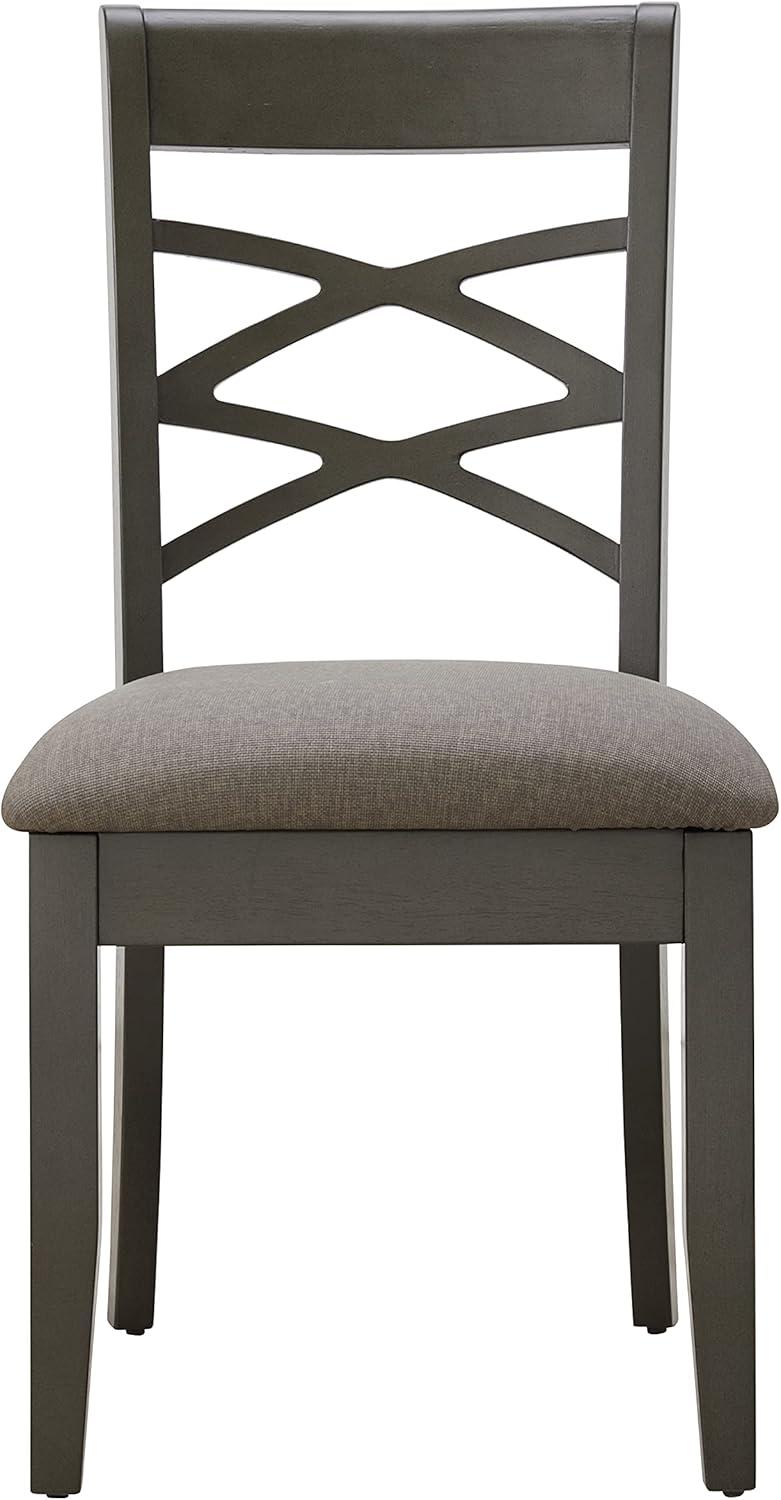 imageLeick Home 10184GSMH Wood Double Cross Back Dining Chair Set of 2 Graystone with Moss Heather Seat