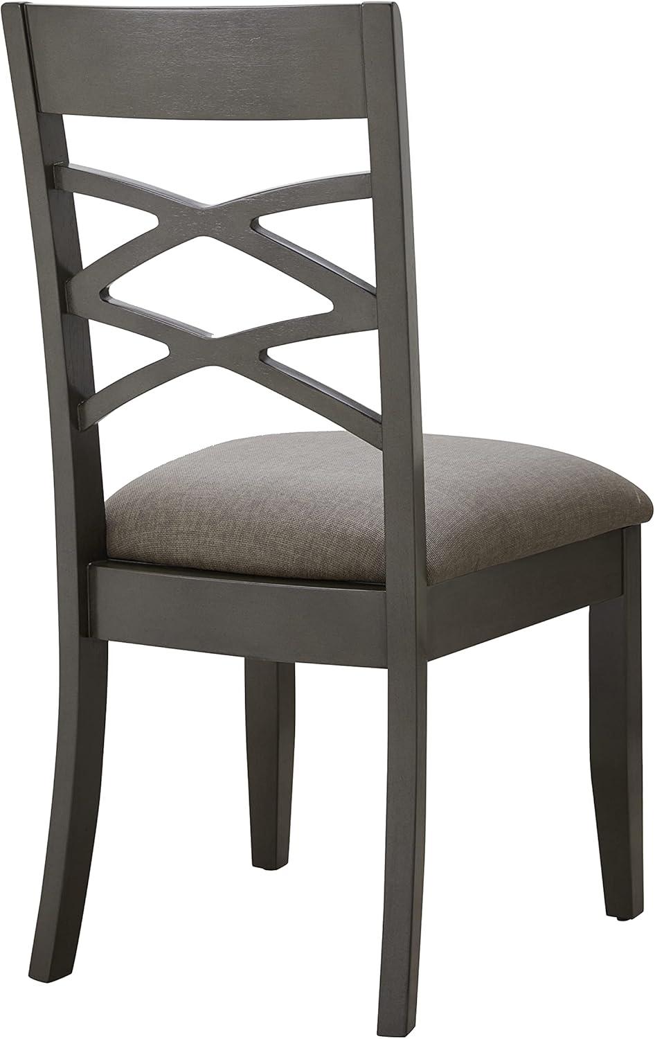 imageLeick Home 10184GSMH Wood Double Cross Back Dining Chair Set of 2 Graystone with Moss Heather Seat
