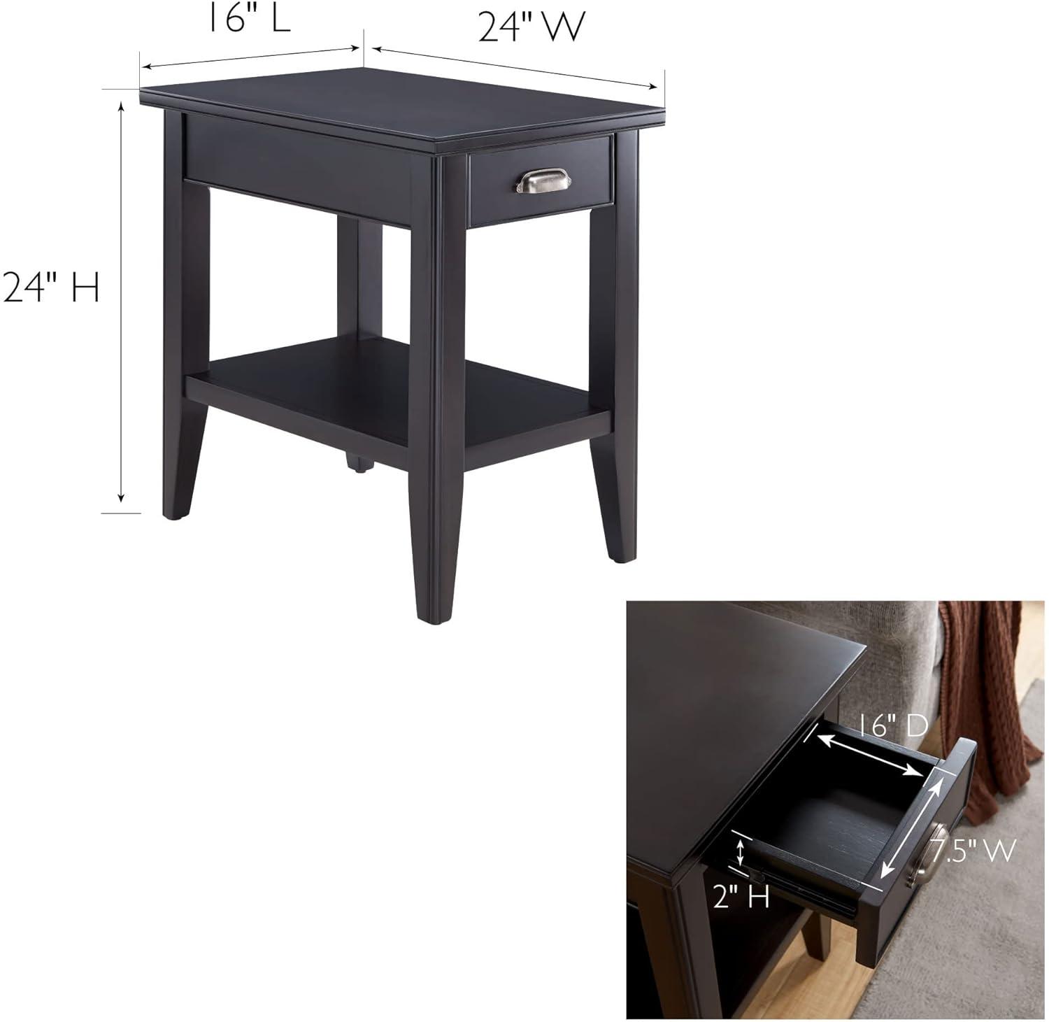 imageLeick Home 10506BK Laurent Chairside Table with Drawer and Display Shelf BlackBlack