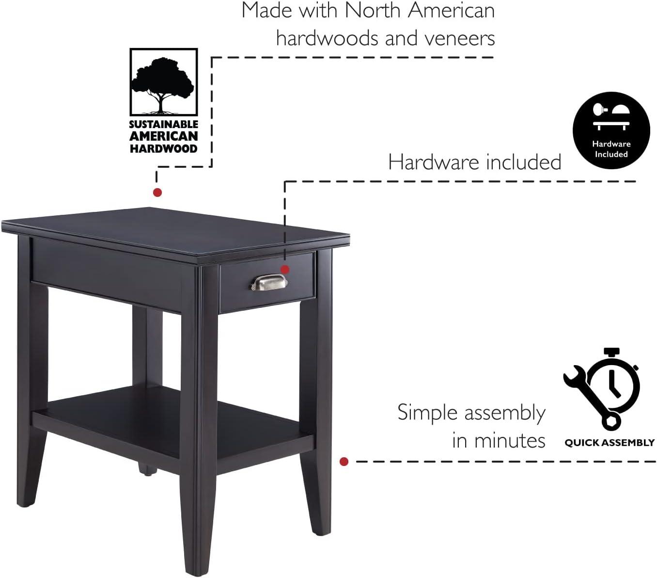 imageLeick Home 10506BK Laurent Chairside Table with Drawer and Display Shelf BlackBlack