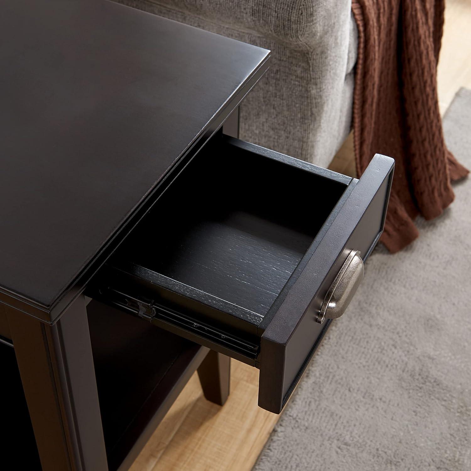 imageLeick Home 10506BK Laurent Chairside Table with Drawer and Display Shelf BlackBlack