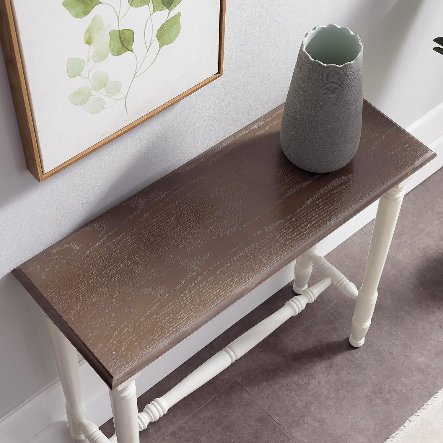 imageLeick Home 11732 Toscana Hall Console Table Dry Brushed Ecru and Soft Gray Glazed Otter