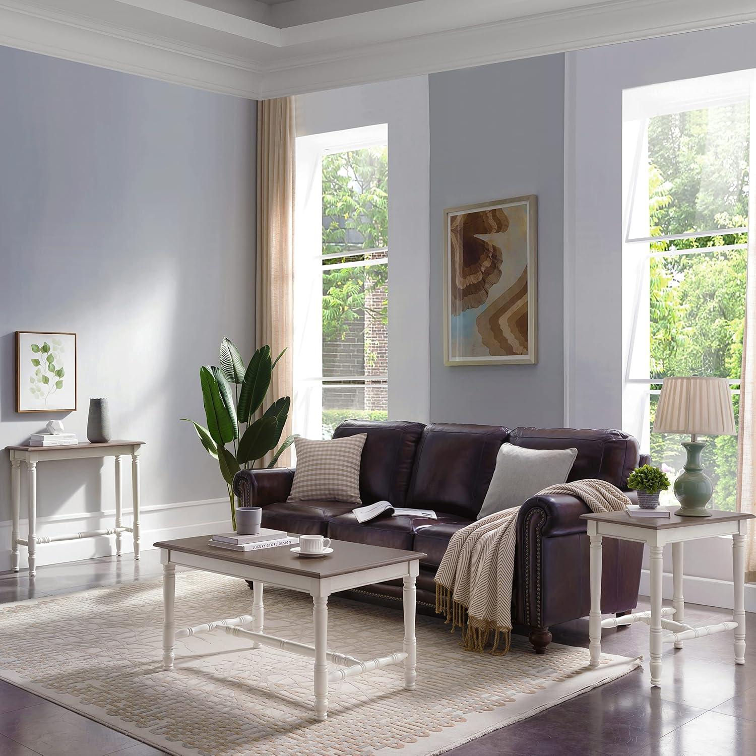 imageLeick Home 11732 Toscana Hall Console Table Dry Brushed Ecru and Soft Gray Glazed Otter