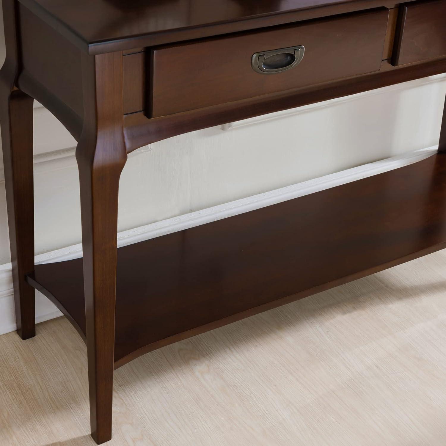 imageLeick Home 22033 Stratus Two Drawer Sofa Table with Shelf Heartwood Cherry