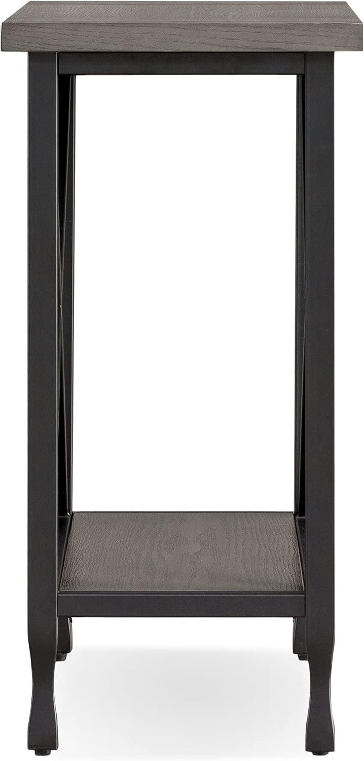 imageLeick Home 23400 Chisel amp Forge Writing Computer Desk with Drop Front Keyboard Drawer Smoke Gray and Matte BlackNarrow End Table
