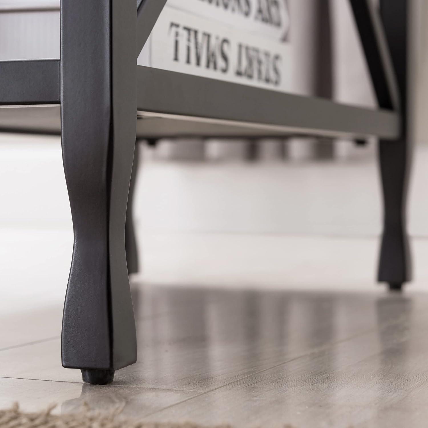 imageLeick Home 23400 Chisel amp Forge Writing Computer Desk with Drop Front Keyboard Drawer Smoke Gray and Matte BlackNarrow End Table