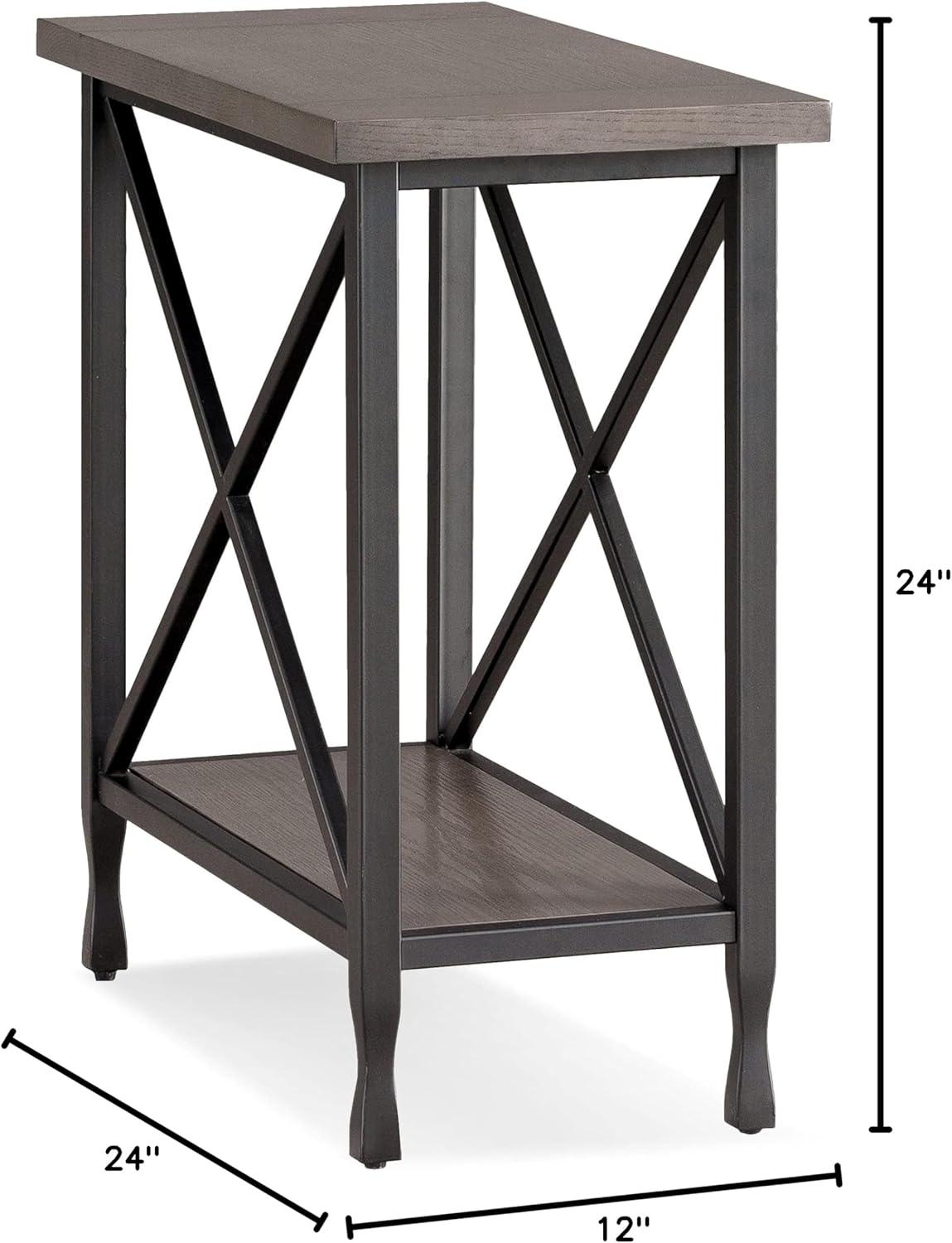 imageLeick Home 23400 Chisel amp Forge Writing Computer Desk with Drop Front Keyboard Drawer Smoke Gray and Matte BlackNarrow End Table