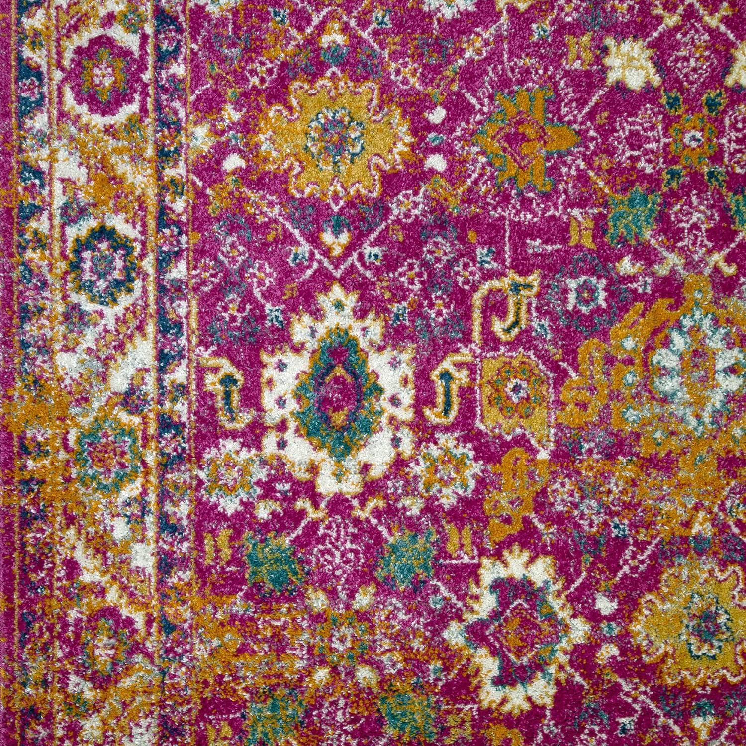 imageLeick Home 594259 Laraline Vintage Turkish Medallion Collage Faded Fuchsia Living Room Bedroom Area Rug Rectangle 710 x 10
