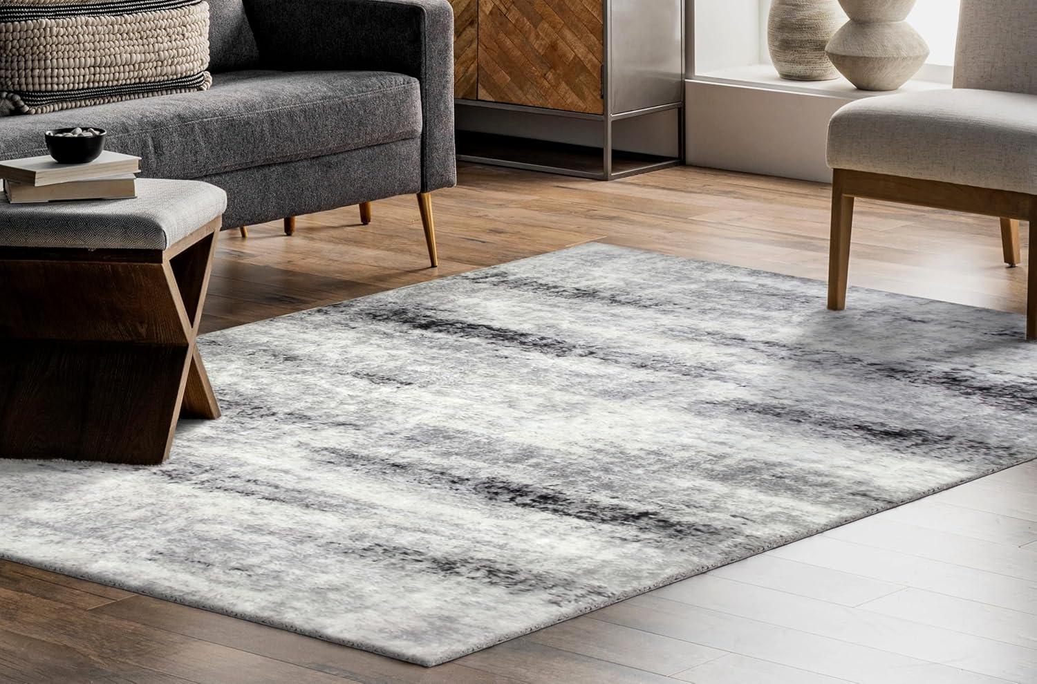 imageLeick Home 594614 Zielle Soft Shag Painterly Modern Rug Gray Living Room Bedroom Area Rug Rectangle 710 x 10