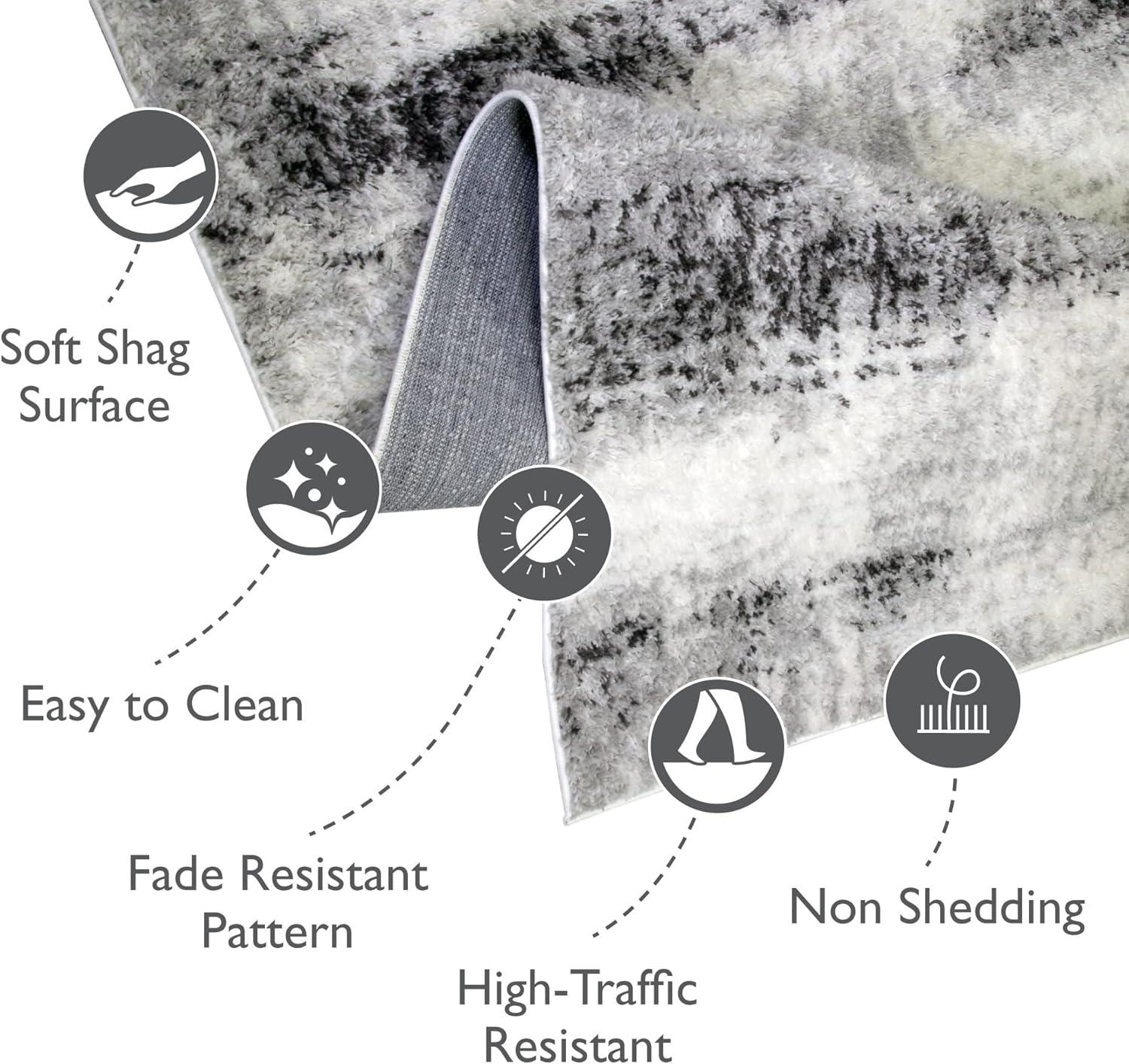 imageLeick Home 594614 Zielle Soft Shag Painterly Modern Rug Gray Living Room Bedroom Area Rug Rectangle 710 x 10