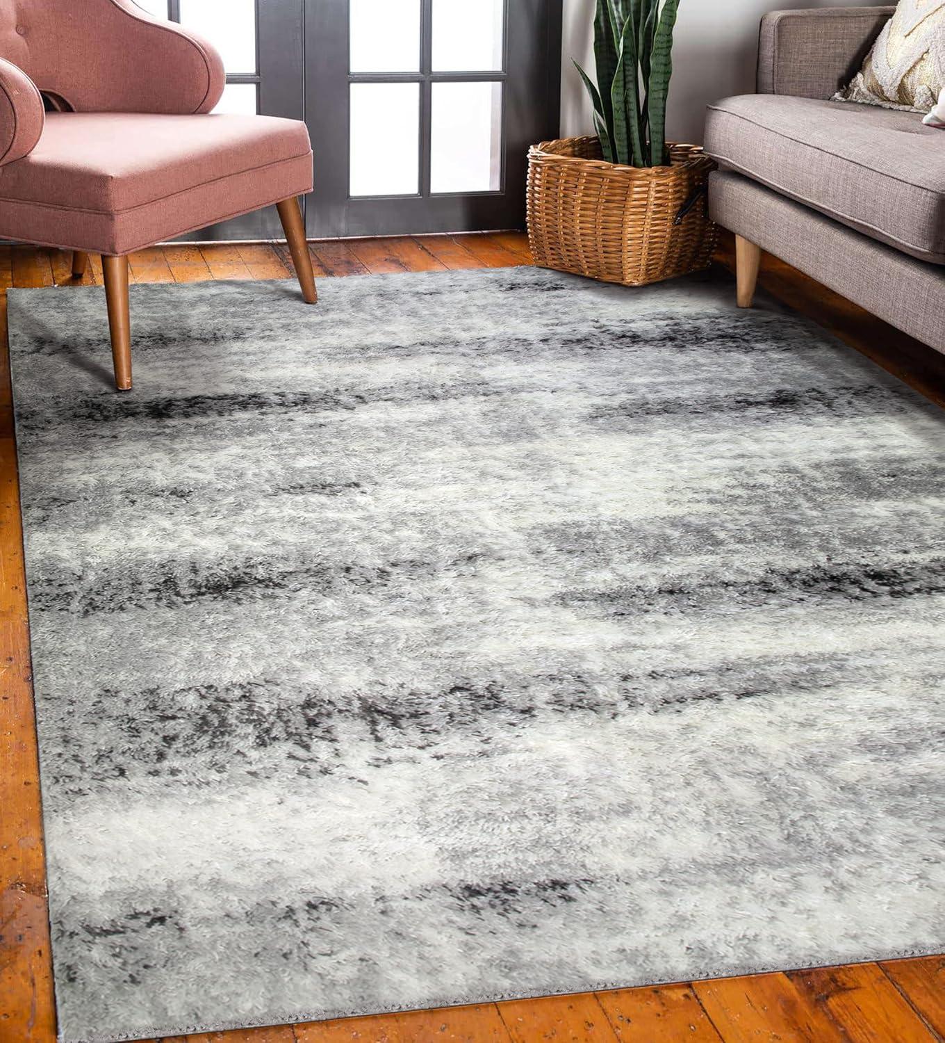 imageLeick Home 594614 Zielle Soft Shag Painterly Modern Rug Gray Living Room Bedroom Area Rug Rectangle 710 x 10