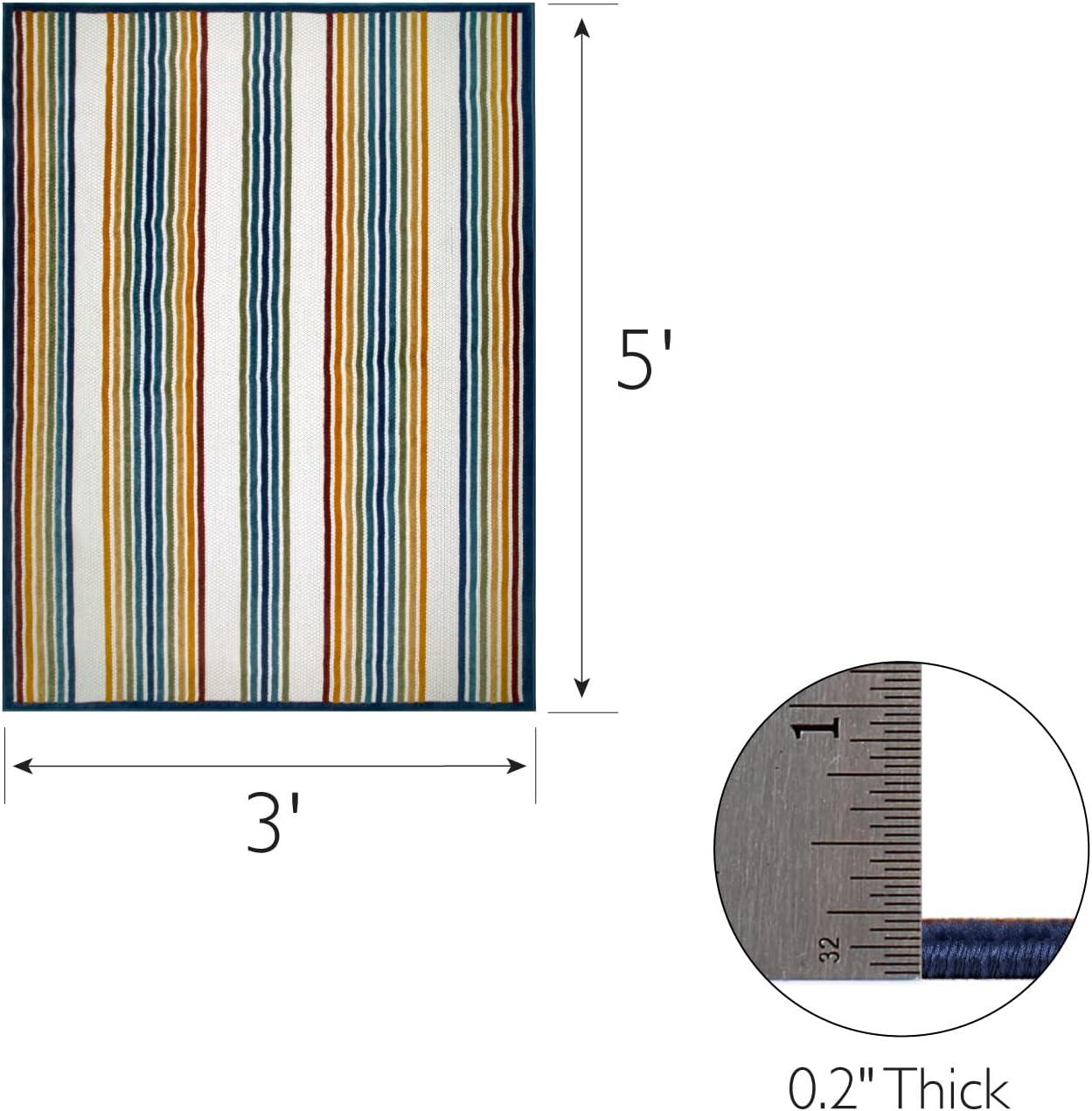 imageLeick Home 595017 Blithe Colorful Line Indoor Outdoor Area Rug Rectangle 3x5
