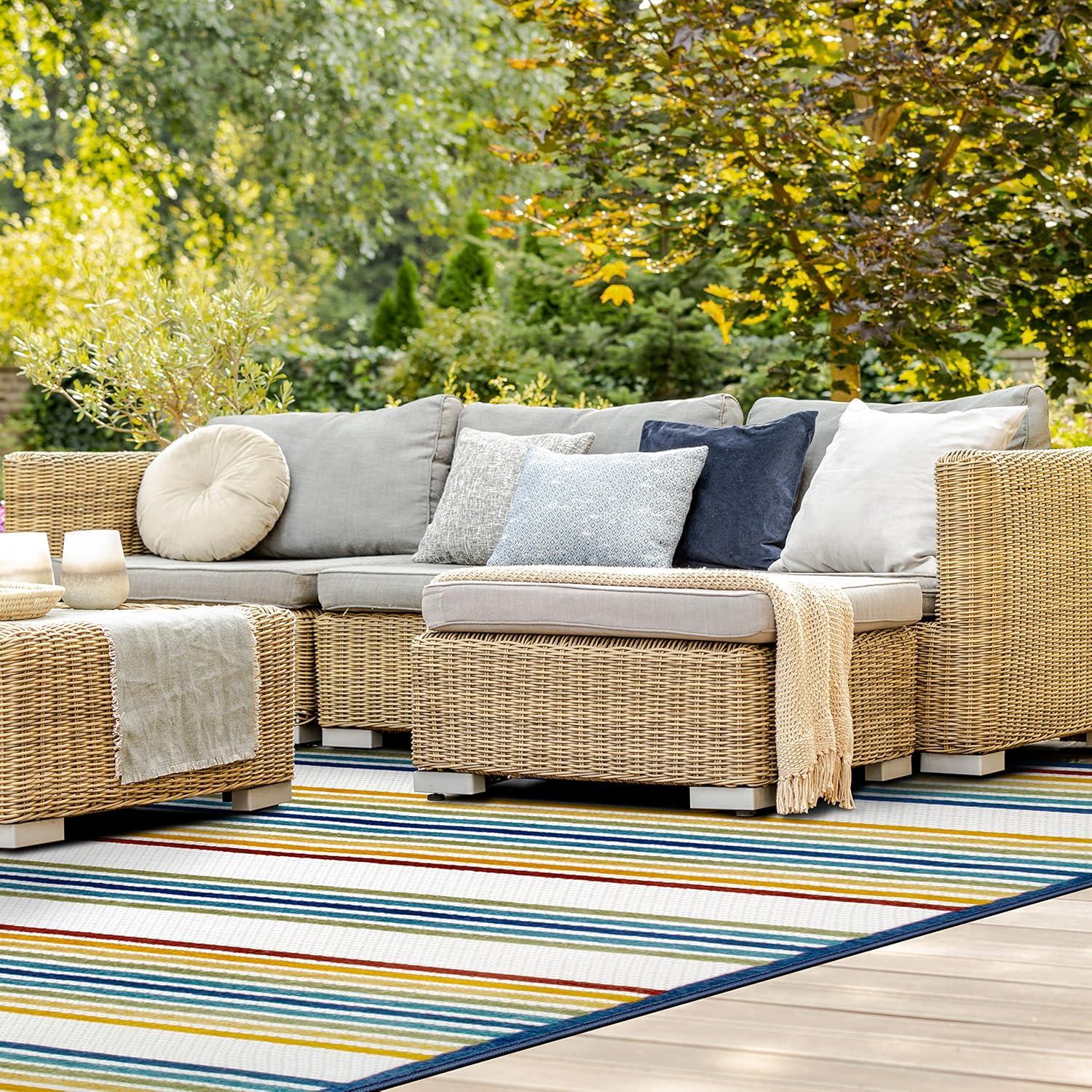 imageLeick Home 595017 Blithe Colorful Line Indoor Outdoor Area Rug Rectangle 3x5