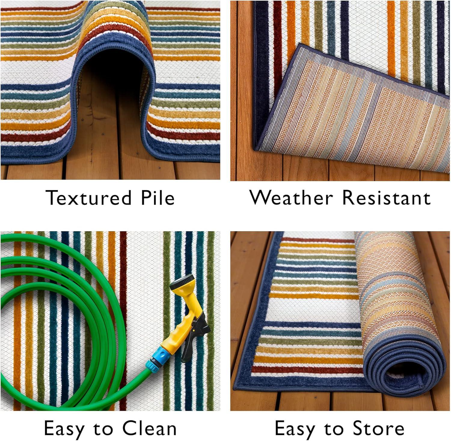 imageLeick Home 595017 Blithe Colorful Line Indoor Outdoor Area Rug Rectangle 3x5
