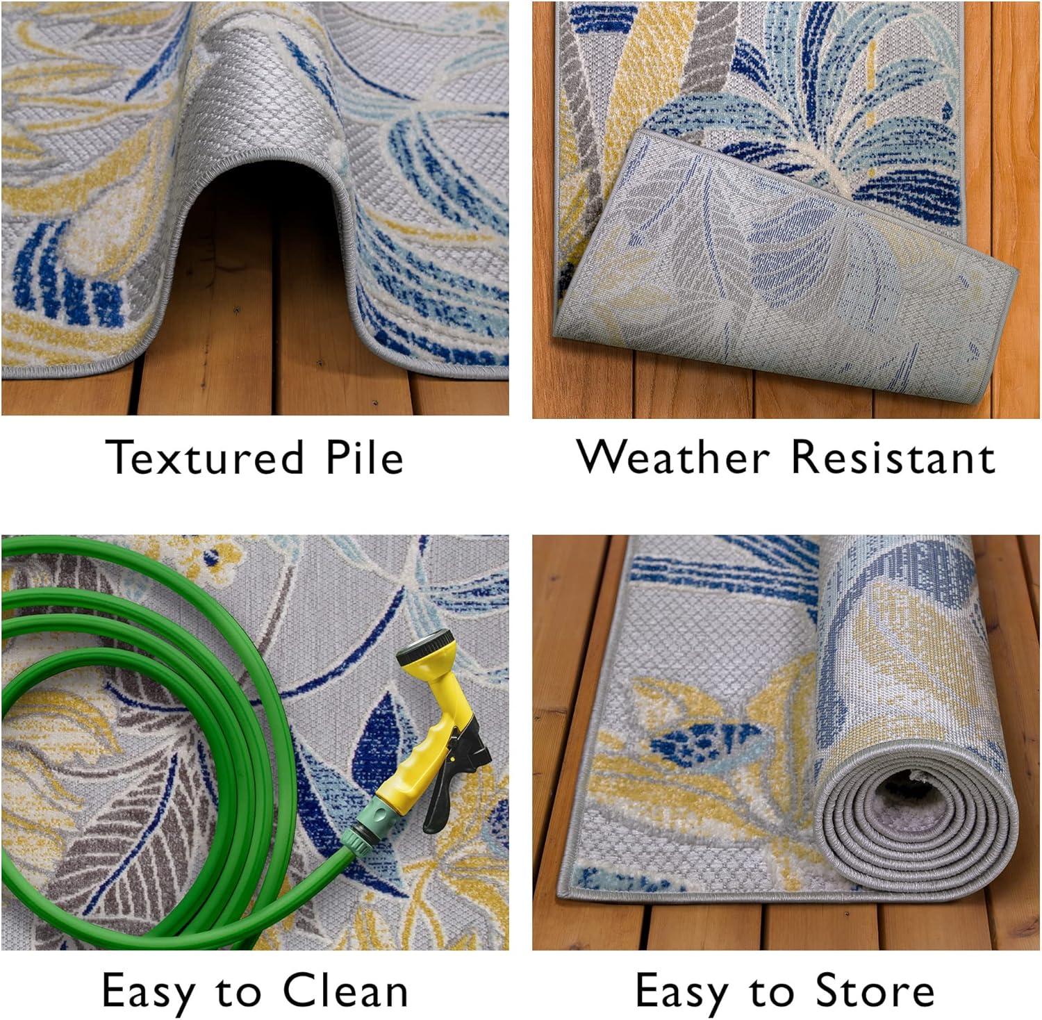 imageLeick Home 595231 Song Runner Floral Indoor Outdoor Area Rug Runner 2x8