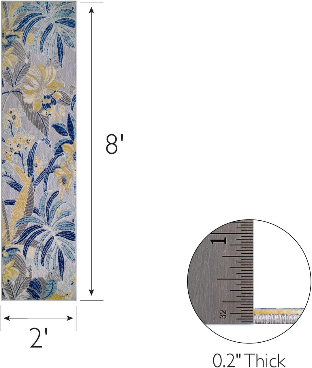 imageLeick Home 595231 Song Runner Floral Indoor Outdoor Area Rug Runner 2x8