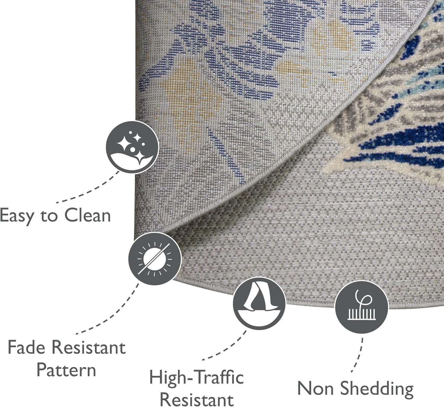 imageLeick Home 595272 Song Floral Indoor Outdoor Area Rug Round 53