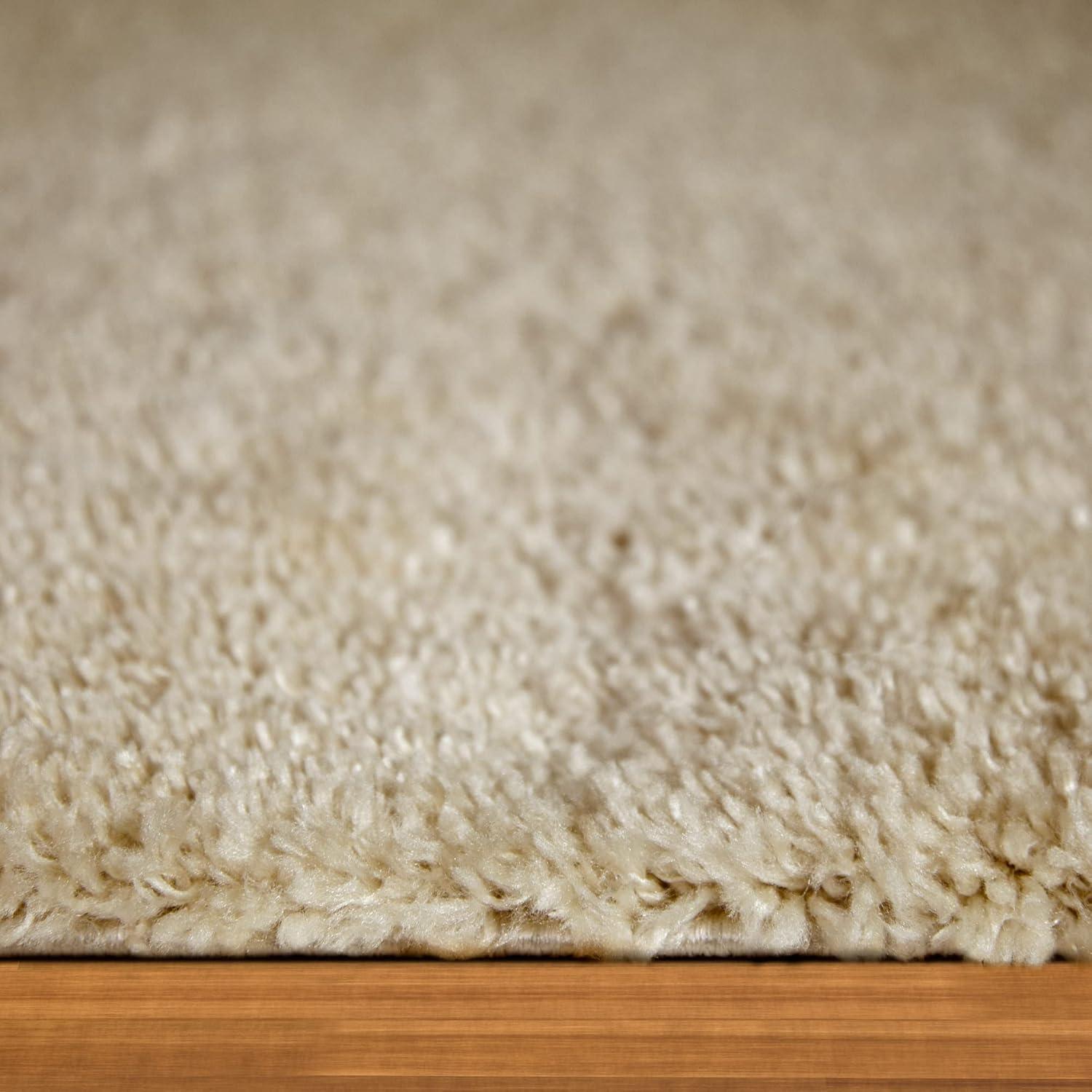 imageLeick Home 596007 Dagen Soft Shag Modern Rug Solid Beige Living Room Bedroom Area Rug Rectangle 53 x 77