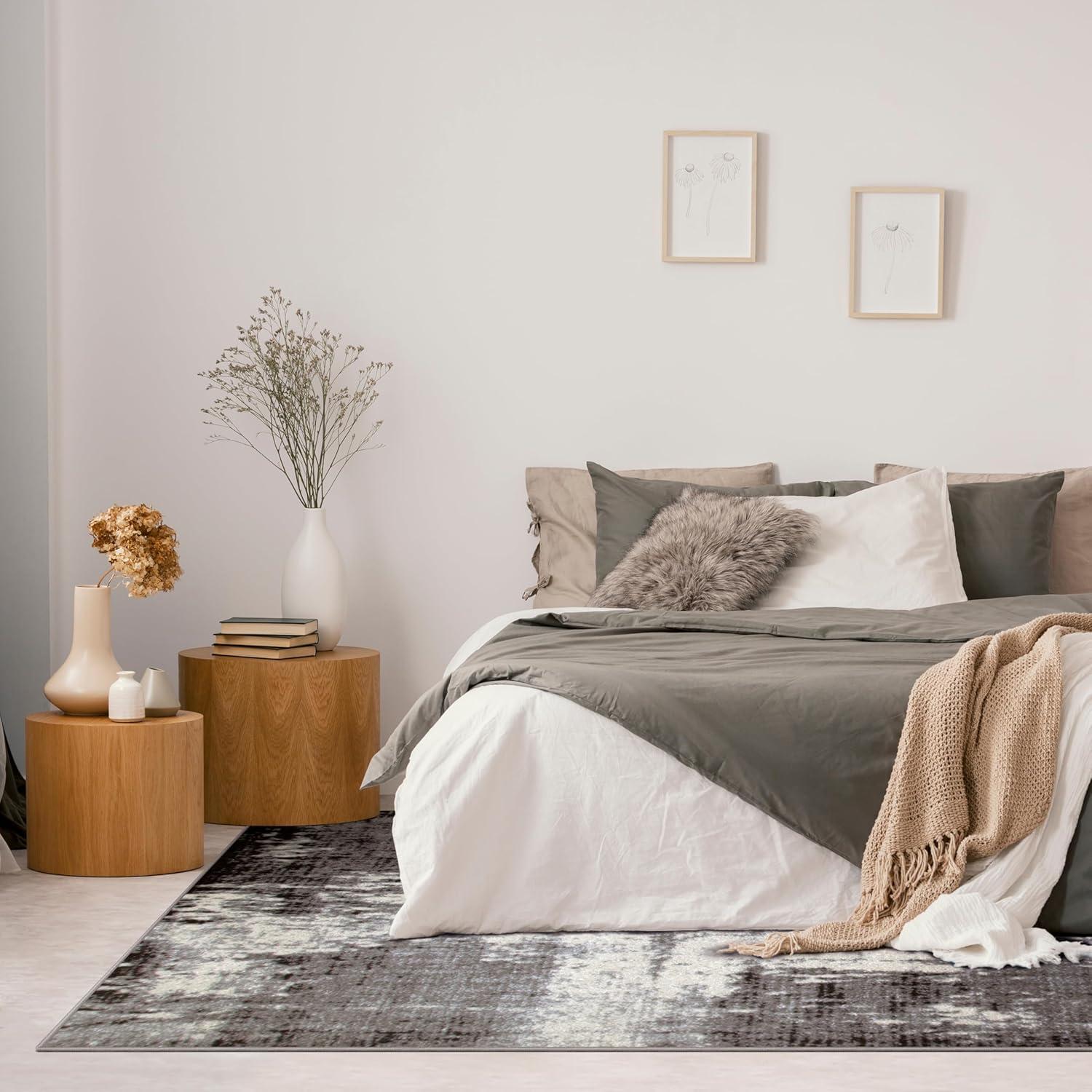 imageLeick Home 596403 Allerick Vintage Monochromatic Abstract Gray Living Room Bedroom Dining Room Area Rug Rectangle 710 x 10