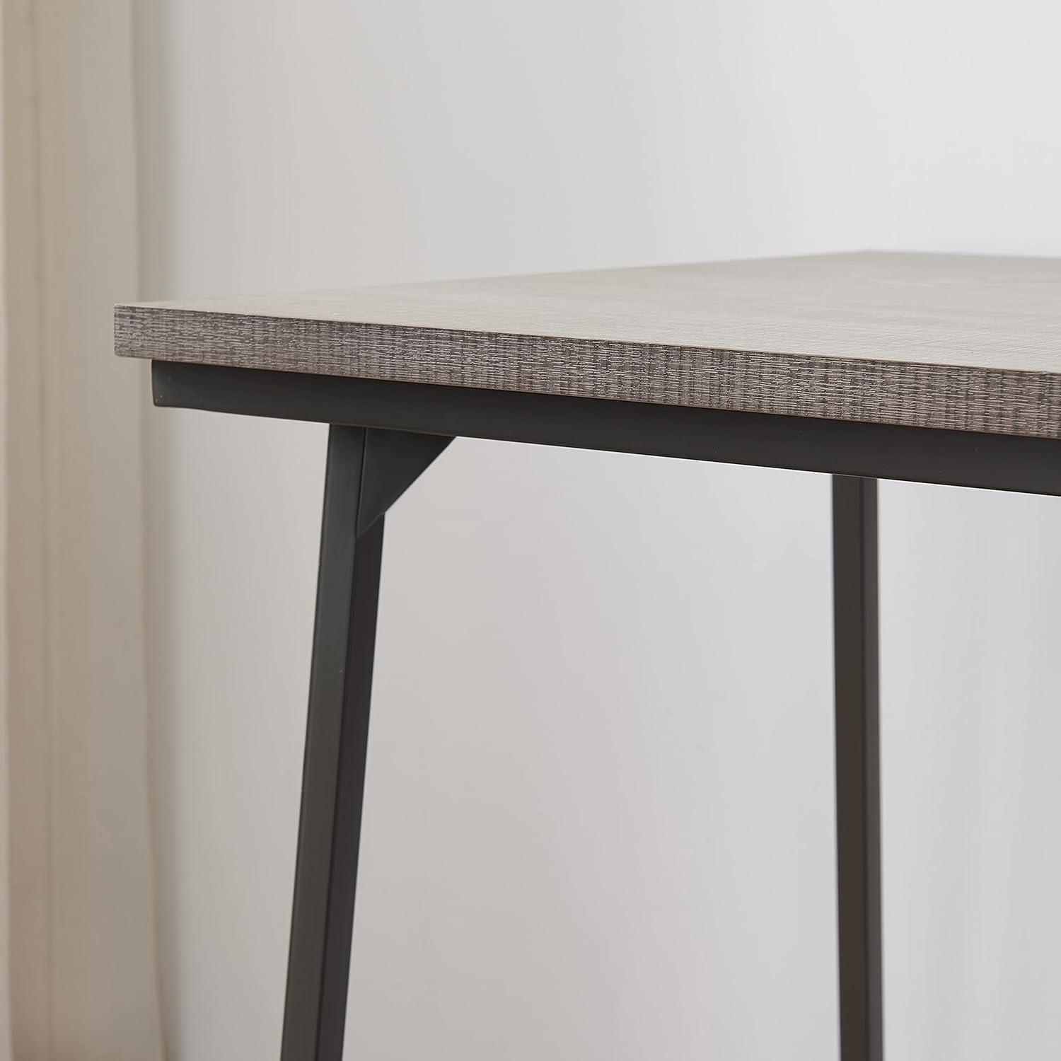 imageLeick Home 70003WTGD Reversible Stepped Tier Shelf Desk White HerringboneSatin GoldRoughsawn OakGunmetal Gray