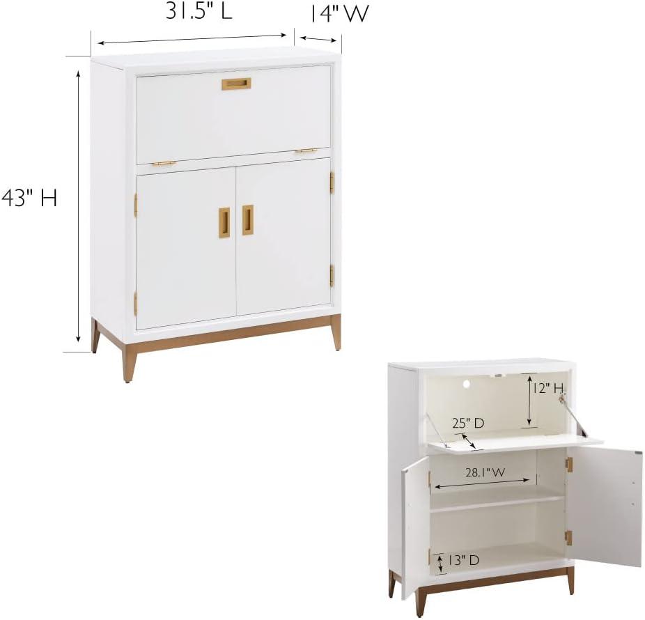 imageLeick Home 70005 Mixed Metal and Wood Drop Down Hideaway Top Desk WhiteGold