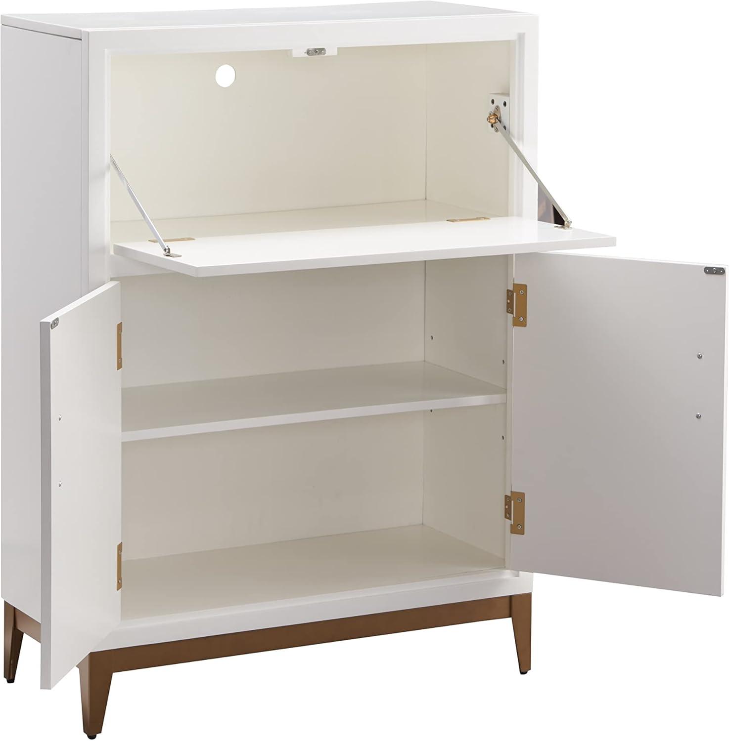 imageLeick Home 70005 Mixed Metal and Wood Drop Down Hideaway Top Desk WhiteGold