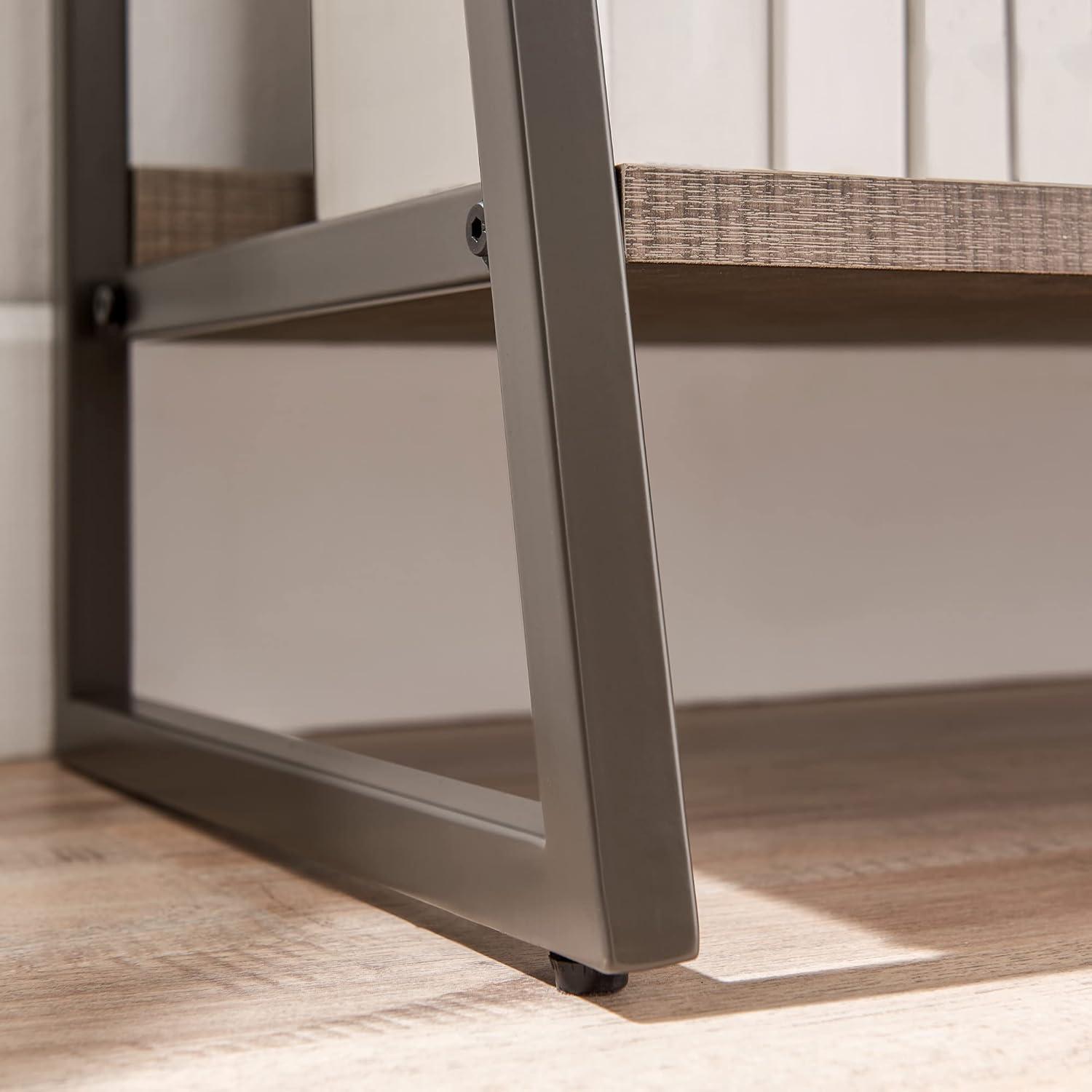 imageLeick Home 70007ROBLK Mixed Metal and Wood Stepped Tier Bookshelf Roughsawn OakGunmetal Gray