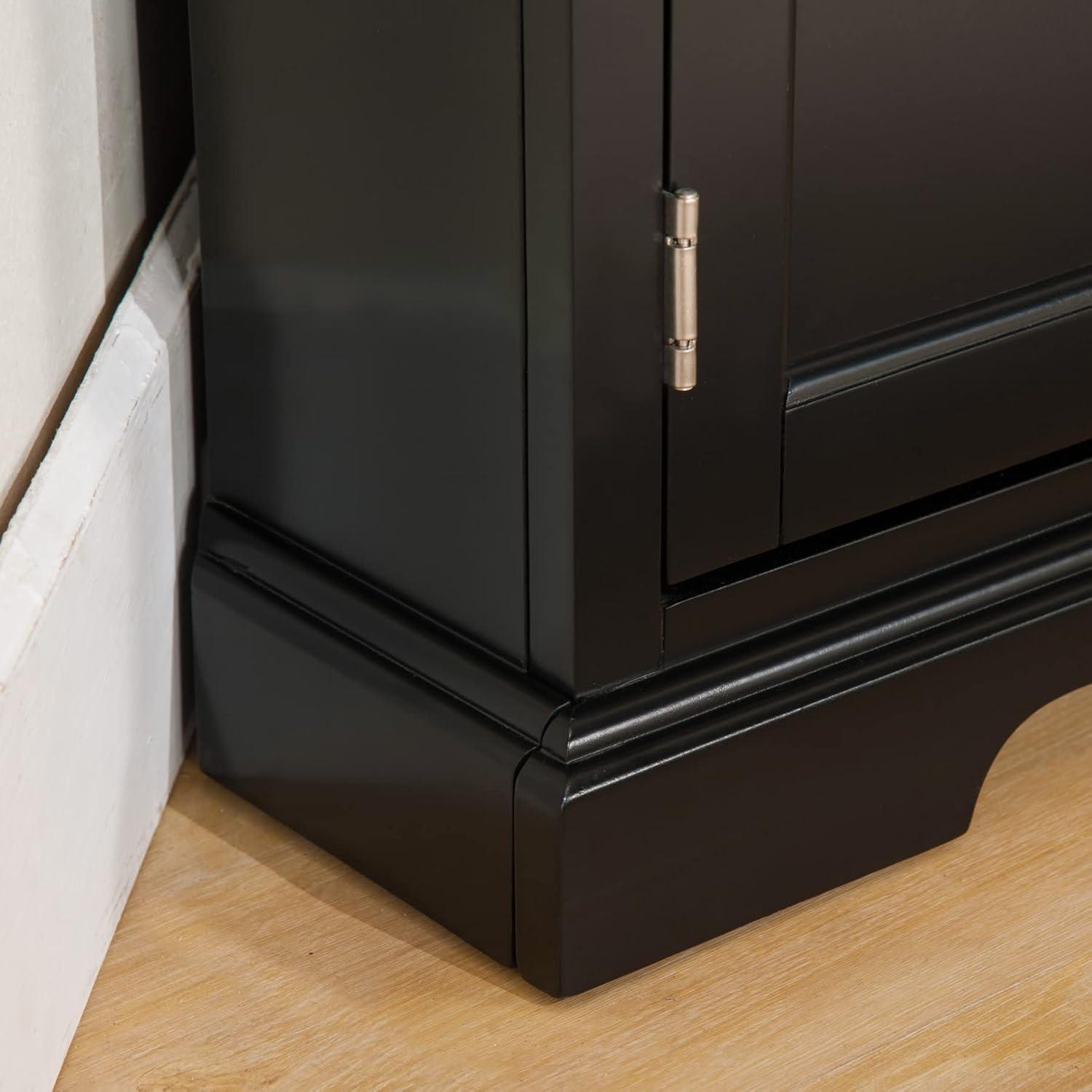 imageLeick Home 83385 Three Door Corner TV Stand with Cabinet Storage For 50 TVs BlackBlack